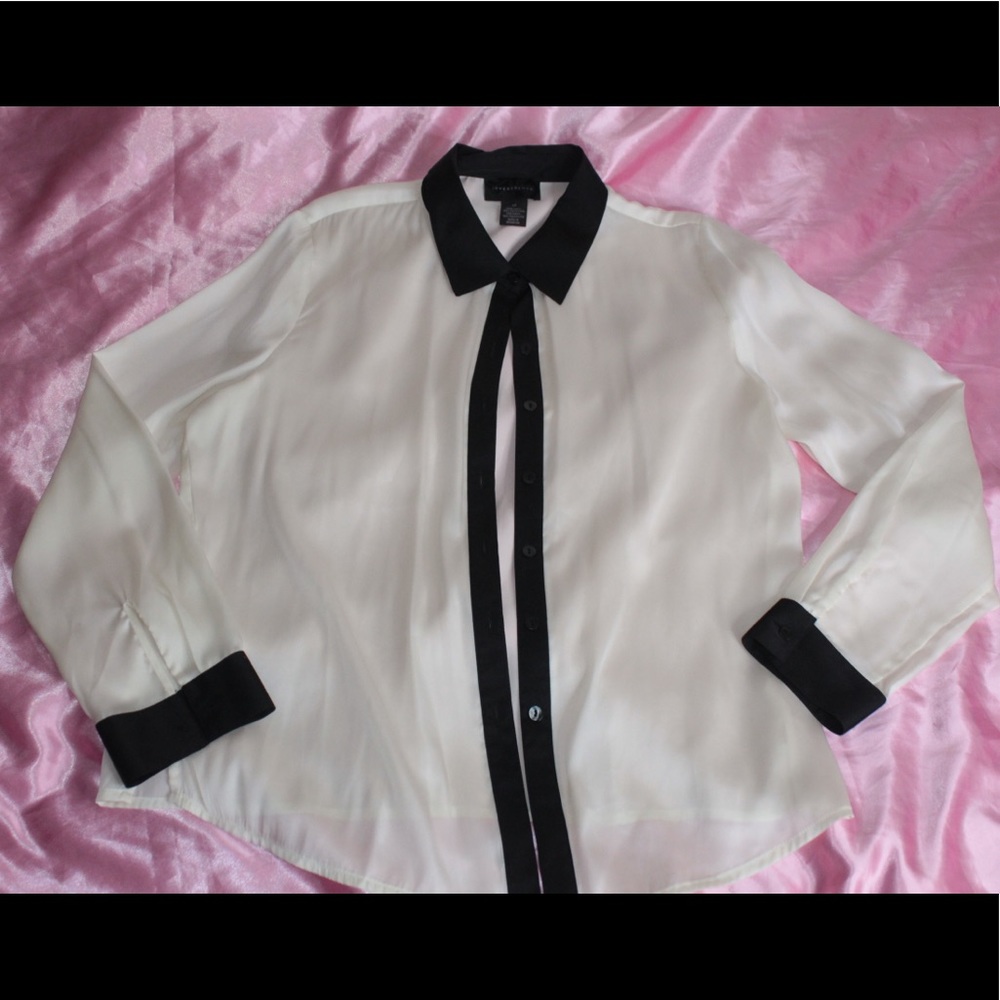 Ivory & Black Button Down Top